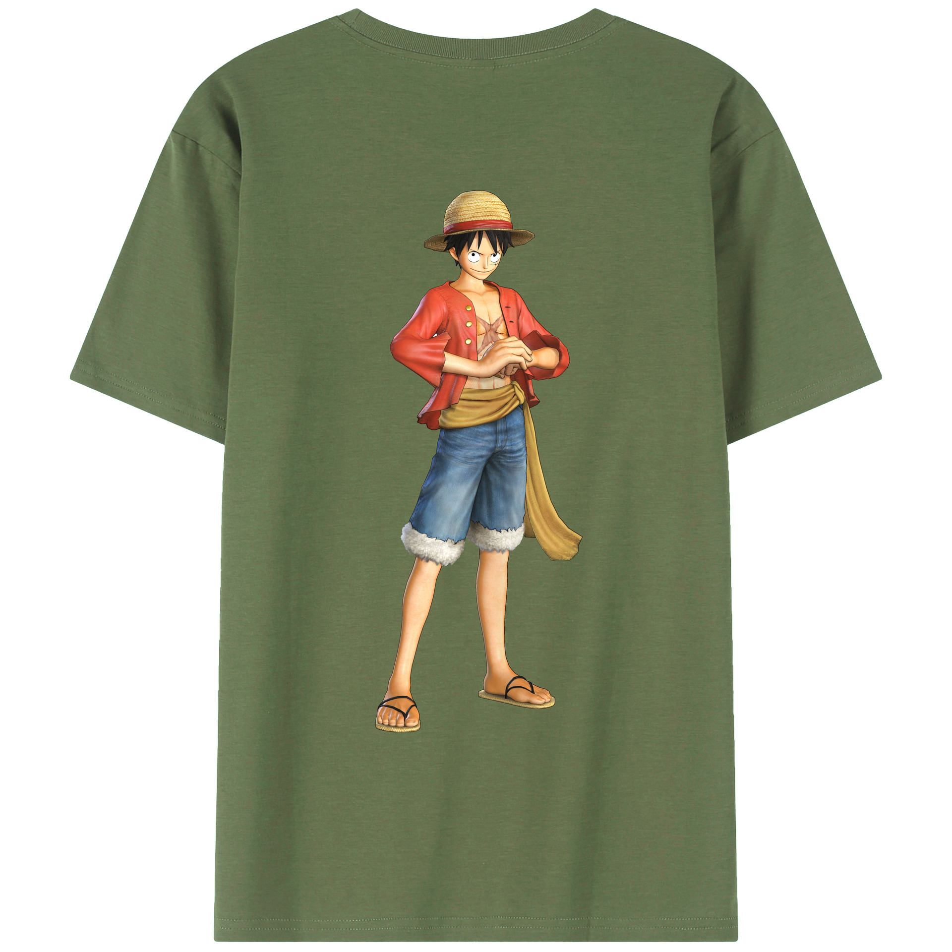 ワンピース モンキー・D・ルフィ ONE PIECE Monkey D. Luffy 綿100％ メンズ半袖Tシャツ（バックプリント） 通気性
